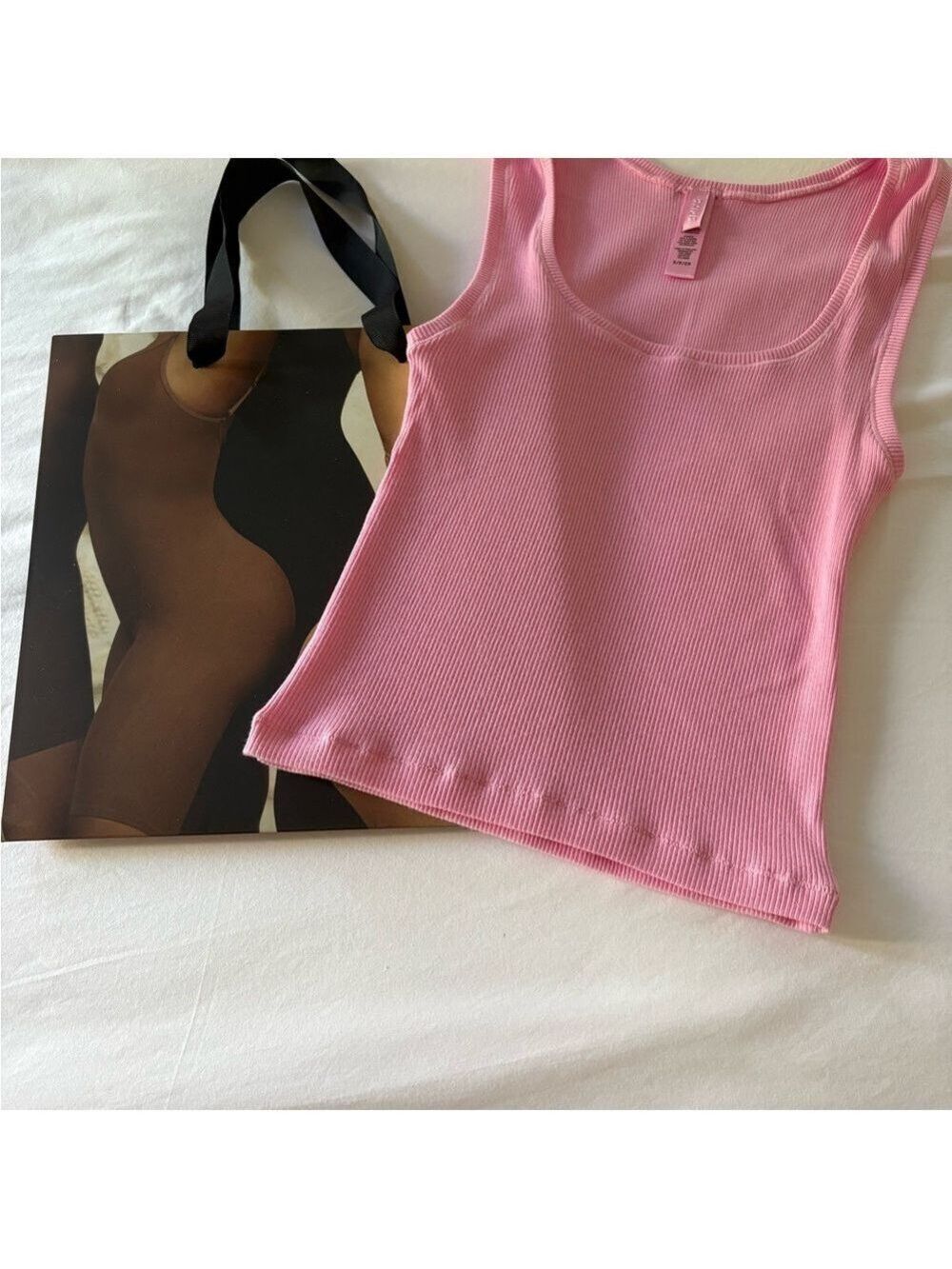 SKIMS TANK TOP PINK RIBBED SMALL